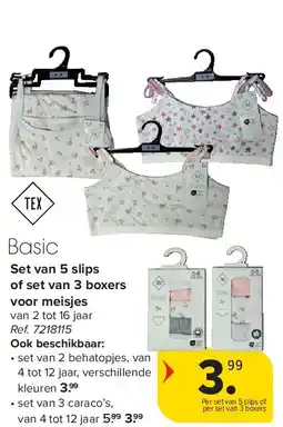 Carrefour Set van 5 slips of set van 3 boxers voor meisjes aanbieding
