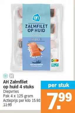 Albert Heijn AH Zalmfilet op huid 4 stuks aanbieding