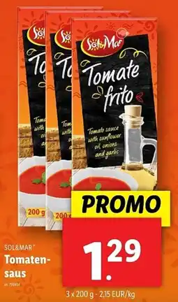 Lidl Sol&mar Tomatensaus aanbieding
