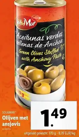 Lidl Sol&mar Olijven met ansjovis aanbieding