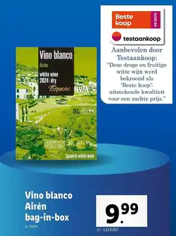 Lidl Vino blanco Airén bag in box aanbieding