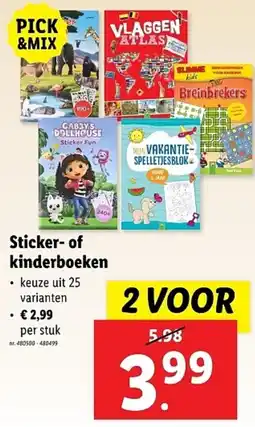 Lidl Sticker of kinderboeken aanbieding