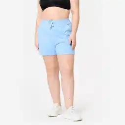 Decathlon Fitnessshort met zak voor dames lichtblauw aanbieding