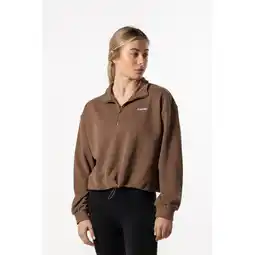 Decathlon Half Zip Drop Shoulder Crop Sweatshirt voor Fitness Bruin Aesthetic Wolf aanbieding