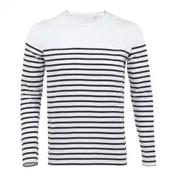 Decathlon Heren Matelot Gestreept Tshirt Met Lange Mouwen (Wit/Zwaar) aanbieding