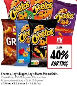 Jumbo Cheetos, Lay's Bugles, Lay's Mama Mia en Grills aanbieding