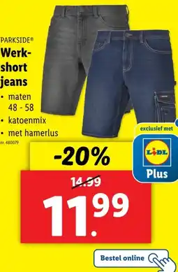 Lidl Werk-short jeans aanbieding