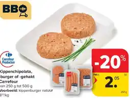 Carrefour Market Kippenchipolata, -burger of -gehakt aanbieding