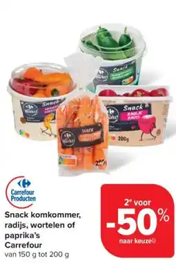 Carrefour Market Snack komkommer, radijs, wortelen of paprika's aanbieding