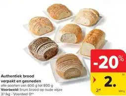 Carrefour Market Authentiek brood verpakt en gesneden aanbieding
