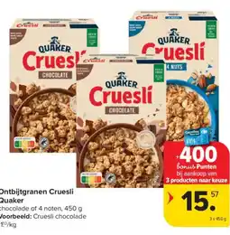 Carrefour Market Quaker Ontbijtgranen Cruesli aanbieding