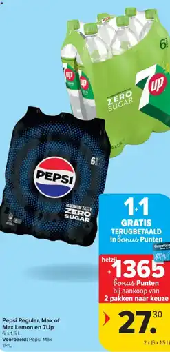 Carrefour Market Pepsi Regular, Max of Max Lemon en 7Up aanbieding