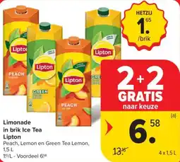 Carrefour Market Lipton Limonade in brik Ice Tea aanbieding
