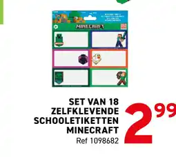 Trafic Set van 18 zelfklevende schooletiketten minecraft aanbieding