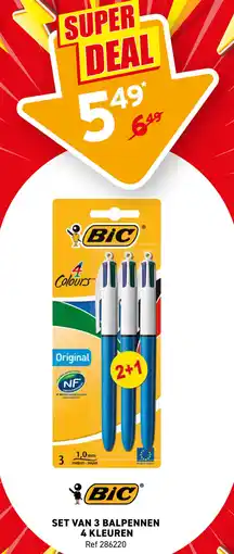 Trafic Bic set van 3 balpennen 4 kleuren aanbieding