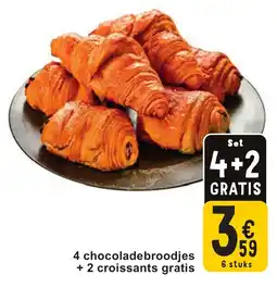 Cora 4 chocoladebroodjes + 2 croissants gratis aanbieding