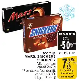 Cora Roomijs mars, snickers of bounty aanbieding