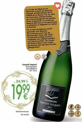 Cora Laurent lequart champagne brut réserve aanbieding