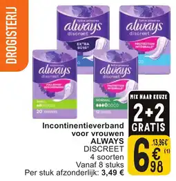 Cora Incontinentieverband voor vrouwen always aanbieding