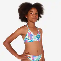 Decathlon Bikinitop voor surfen meisjes bloemen Lizy cobe multicolor aanbieding