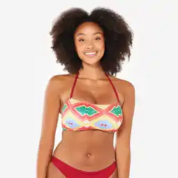 Decathlon Bikinitop voor surfen dames bandeau Lori sangria rood aanbieding