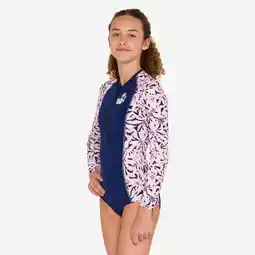 Decathlon Badpak voor surfen meisjes lange mouwen rits vooraan 500 Lucy lila aanbieding