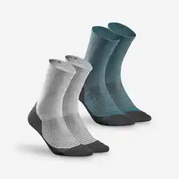Decathlon Hoge wandelsokken Hike 100 grijs/blauw set van 2 paar aanbieding