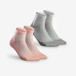 Decathlon Halfhoge wandelsokken Hike 100 roze/grijs set van 2 paar aanbieding