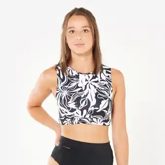 Decathlon Bikinitop voor surfen dames high-neck Carla zwart wit aanbieding