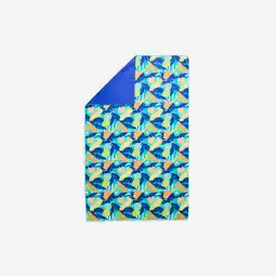 Decathlon Microvezel handdoek maat XL 110 x 175 cm blauw groen met print aanbieding