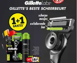 Kruidvat GilletteLabs scheerapparaat met mesje, houder en reis etui + GilletteLabs scheergel 198ml aanbieding