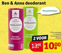 Kruidvat Ben & Anna deodorant aanbieding