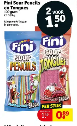 Kruidvat Fini Sour Pencils en Tongues aanbieding