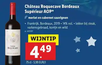 Lidl Chateau Roquecave Bordeaux Superieur AOP 75cl aanbieding