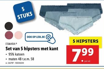 Lidl Set van 5 hipsters met kant aanbieding