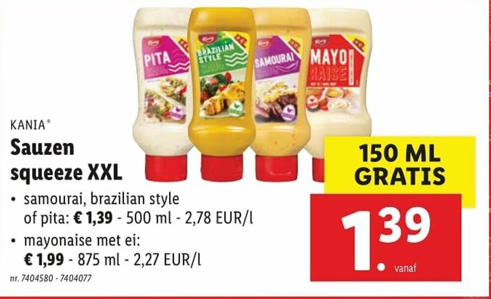 Sauzen squeeze XXL 150ml promotie bij Lidl