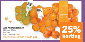 Albert Heijn Alle AH Mandarijnen aanbieding