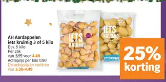 Albert Heijn Aardappelen iets kruimig 3 of 5 kilo aanbieding