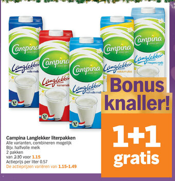 Albert Heijn Campina Langlekker literpakken aanbieding