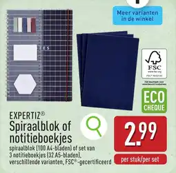 ALDI Expertiz spiraalblok of notitieboekjes aanbieding