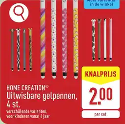 ALDI Home creation uitwisbare gelpennen aanbieding