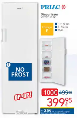 Eldi Friac Diepvriezer VDV7503 WHNF aanbieding