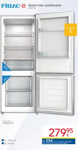 Eldi FRIAC Koel/vries combinatie UD2718 aanbieding