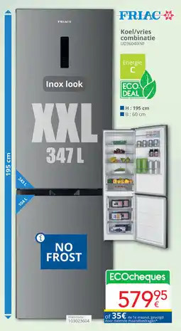 Eldi Friac Koel/vries combinatie UD36041XNF aanbieding