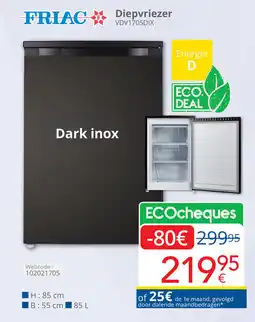 Eldi Friac Diepvriezer VDV1705DIX aanbieding