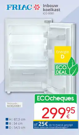 Eldi Friac inbouw koelkast ICO 0081 aanbieding