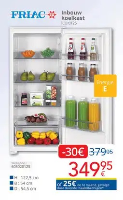 Eldi Friac inbouw koelkast ICO 0125 aanbieding