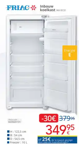 Eldi Friac inbouw koelkast IKK 0131 aanbieding