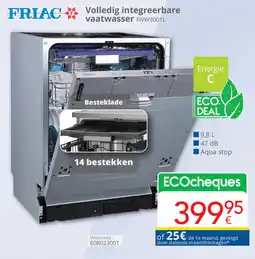 Eldi Friac Volledig integreerbare vaatwasser FIVW3001L aanbieding