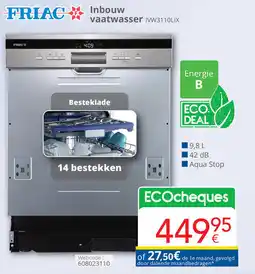 Eldi FRIAC Inbouw vaatwasser IVW3110LIX aanbieding